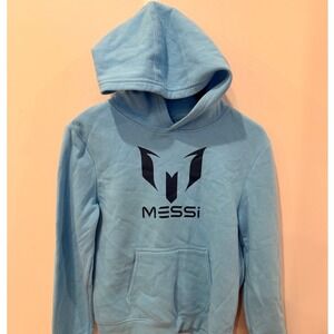 Messi Collection Kids Light Blue Graphic Hoodie Sweatshirt Size L 14/16 Soccer